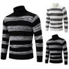 Winter Men's Turtleneck Sweater Trendy Classic Striped Fashion Knit Pullover Sweater
