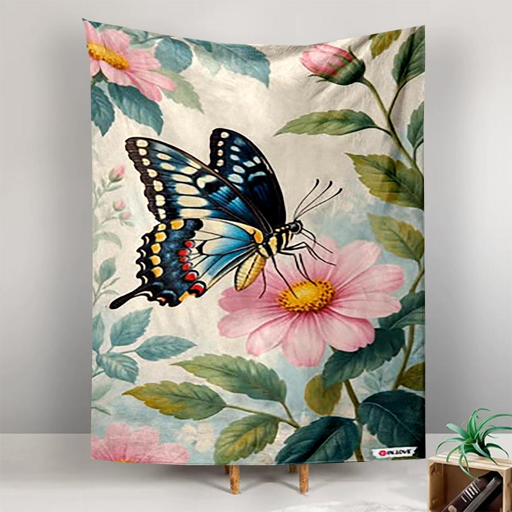 Colorful Butterfly and Flowers Design Patterned tapestry for bedroom and living room home decor