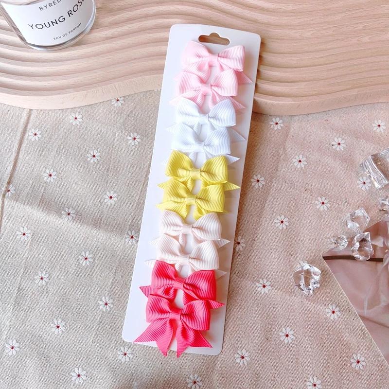 10 шт./набор Однотонные заколки-клипсы BB для милых девочек, ленточные банты, бутик-заколки, шпильки, головные уборы, детские аксессуары для волос, подарки