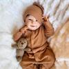 18 Inch Soft Cloth Body Reborn Baby Dolls Sebastian Lifelike Simulation Dolls Wear Brown Romper Lively Smile Rebirth Dolls for Children Birthday Gifts