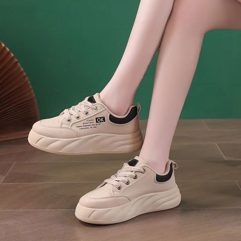 Autumn Women's Shoes Skate Shoes New Platform Casual All-Match White Shoes Original Platform Height Increasing Niche Shoes