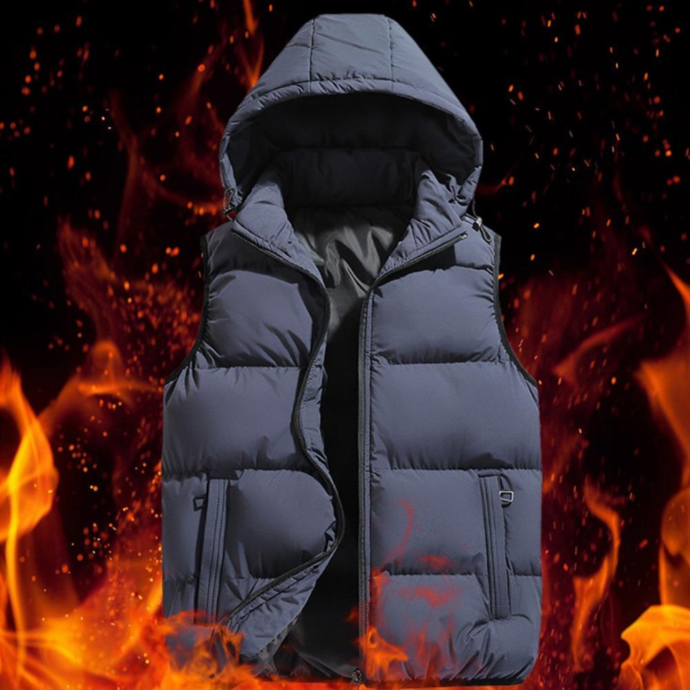 Мужская осенняя утепленная хлопковая безрукавка, жилет, куртка, пальто, мужская зимняя теплая съемная шапка, верхняя одежда, жилет, жилет с капюшоном, куртка мужская