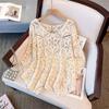 2025 New Tees Summer Women Beach T-Shirt Basic Fashion Tops Lace Tees Casual Loose White