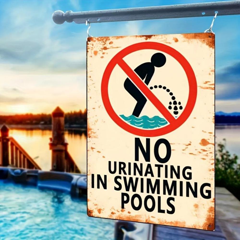 No Peeing In the Pool Vintage Metal Sign WaterproofDustproof Perfect for Swimming Pool Beach House and Outdoor Wall Dec