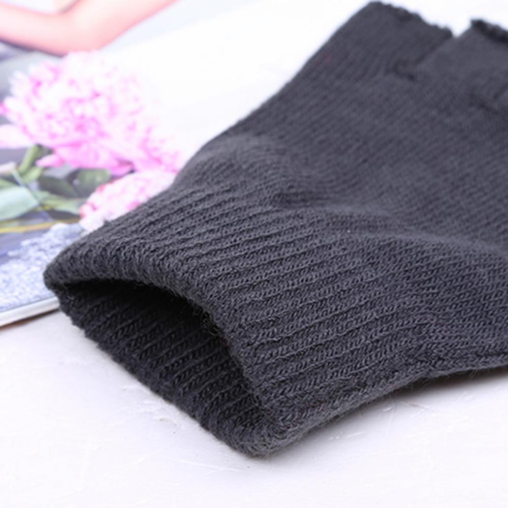 Unisex Knitwear Solid Knit Half Finger Mitten Gloves Finger