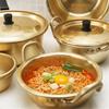 Лапша Рамен в корейском стиле, золотая кастрюля, алюминиевый суп, горячая кастрюля, оксидированное покрытие, лапша, яичный суп, приготовление пищи, золотая кухонная посуда