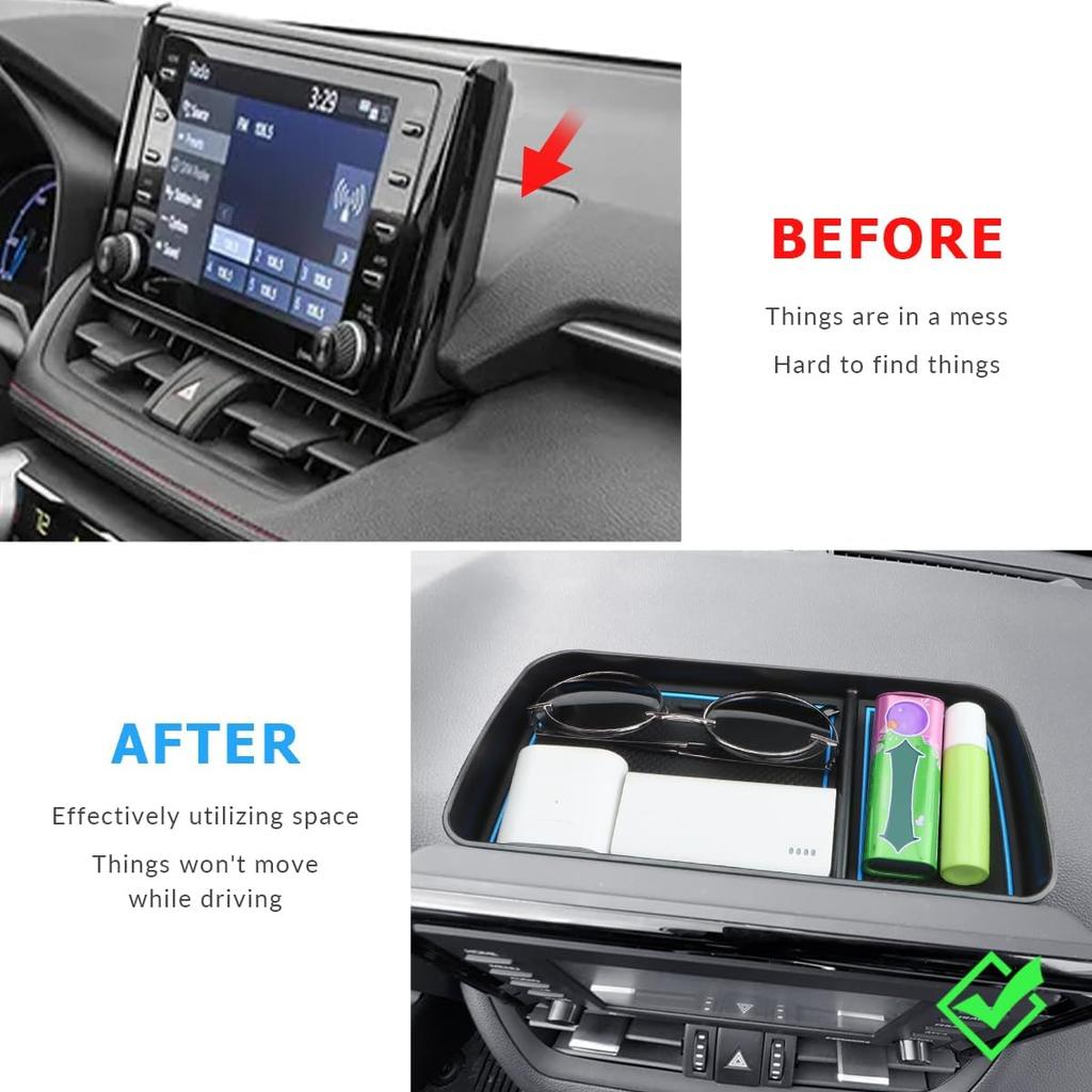 Лоток центральной консоли auovo Dash, совместимый с аксессуарами Toyota RAV4 2019-2024, органайзер для хранения на приборной панели из АБС-пластика (за 8 минут;' мультимедиа