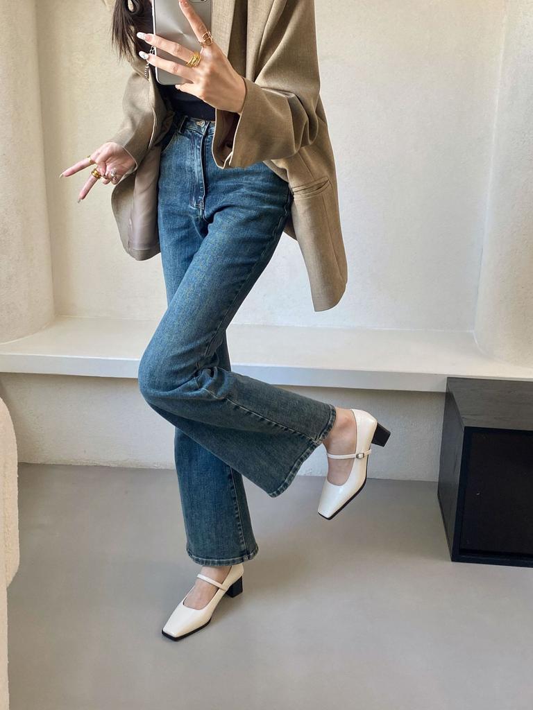 Ретро туфли-лодочки 2025 весна женские французские туфли на высоком каблуке толстый каблук не устают ноги универсальные и удобные профессиональный стиль рабочая обувь женская