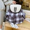 Cute Sweet Cartoon Doll Backpack Pink and White Plaid Niche Design Girl Bag Student Backpack Gift