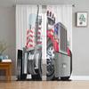 Cartoon Truck White Sheer Curtains Living Room Window Tulle Curtains For Bedroom Kitchen Home Decoration Voile Drapes