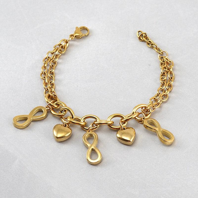 Модный браслет из нержавеющей стали, сочетание титановой стали и 18-каратного золота, геометрический дизайн Love Niche для женщин