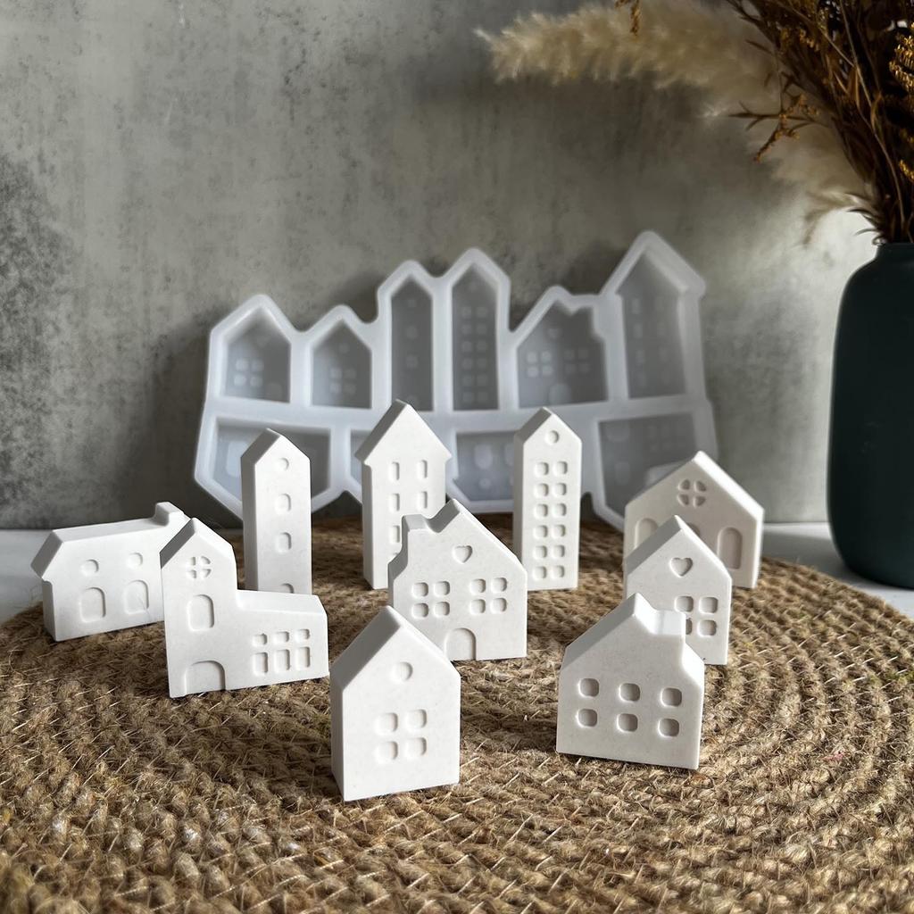 1pcs House Silicone Mold Nordic House Decoration Plaster Mold Drip Glue Mold