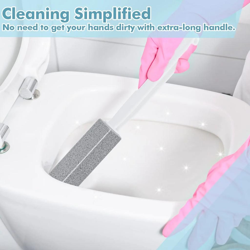 Pumice Stone for Toilet Cleaning with Extra Long Handle, Premium Pumice Stone Toilet Brush, Hard Water Stain Remover Effectively