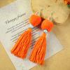 Bohemian Retro Pom-pom Fringed Earrings Women's Vacation Long Temperament Niche Personality Earrings