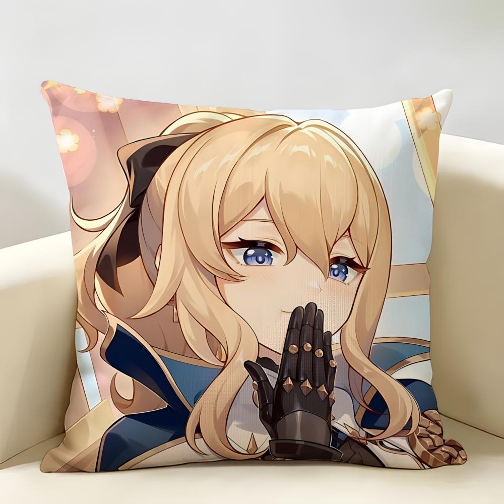 Jean Genshin Game Cushion Cover Natural Linen Organic Fabric DoubleSided Printing Room Sofa Decor Pillow Case
