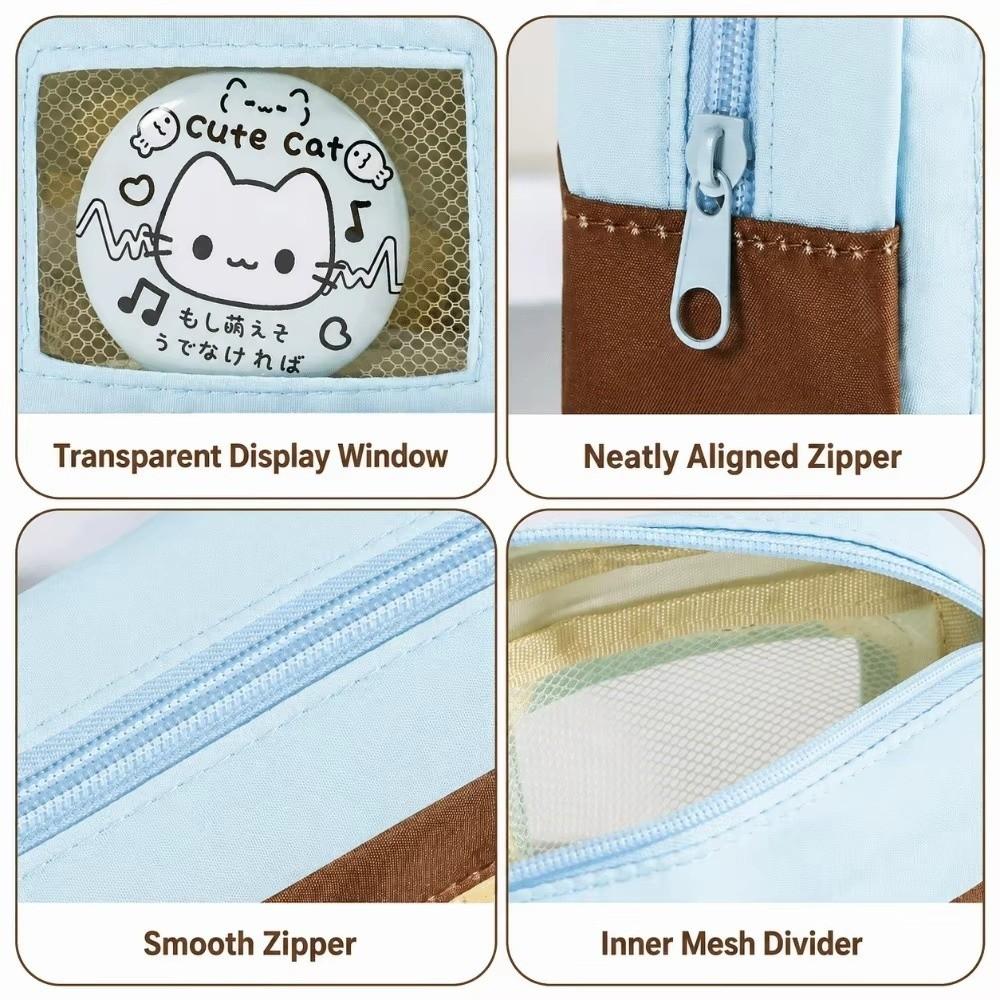 Clear Window Pencil Bag Transparent Window Pencil Pouch Pastel Color Stationery Case  School