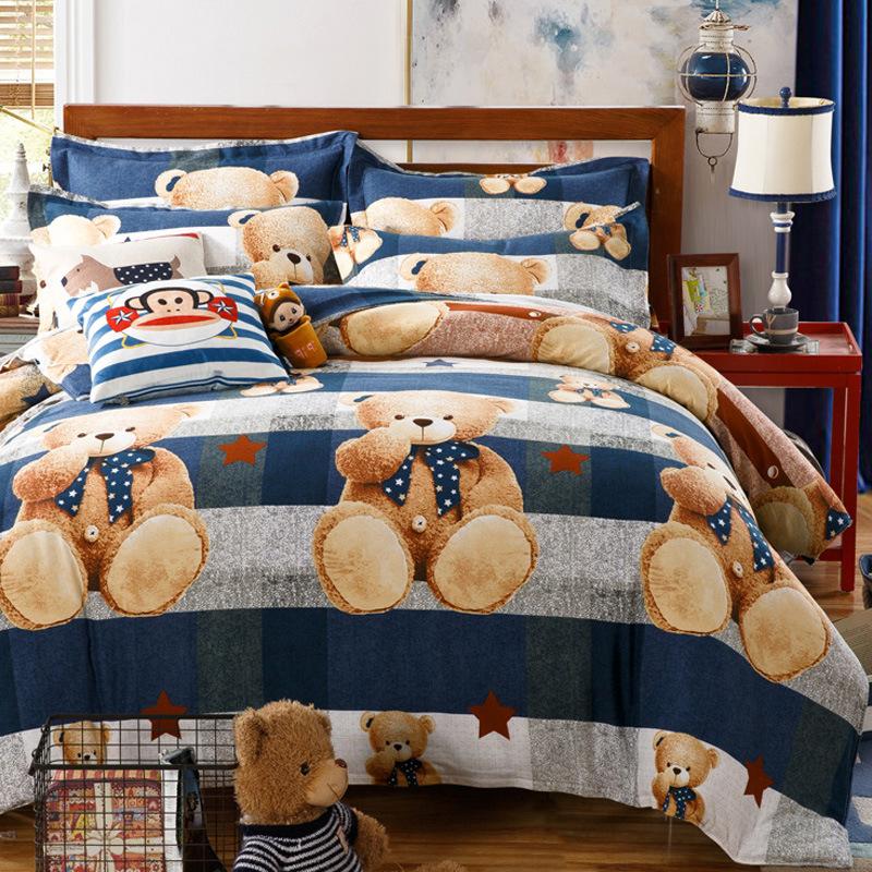 Комплект из четырех предметов из плотного хлопкового потертого материала, легкое роскошное теплое одеяло из чистого хлопкового набивного потертого материала, комплект из четырех предметов из простыни