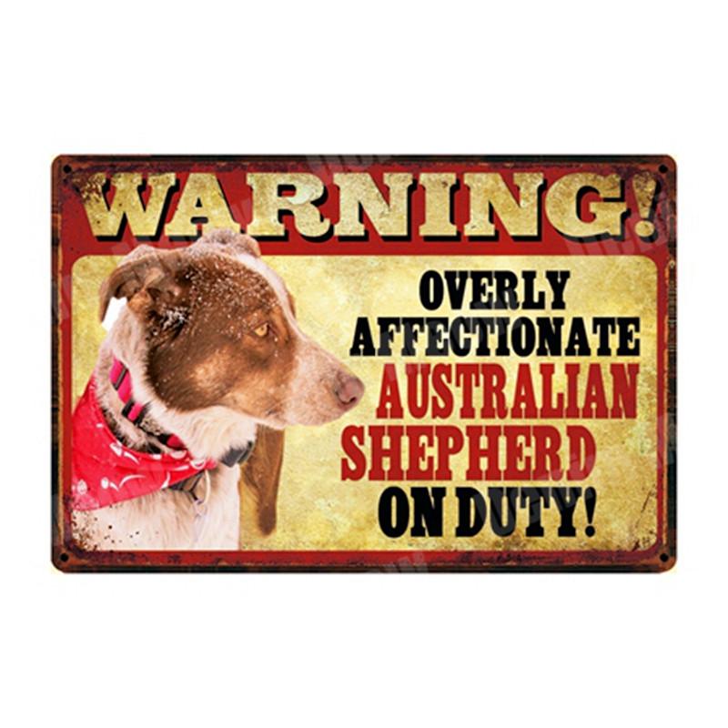 ПРЕДУПРЕЖДЕНИЕ: слишком ласковый домашний питомец на дежурстве, винтажные металлические жестяные вывески, бар, паб, домашний сад, декоративная тарелка, плакаты с собаками, настенный декор N335