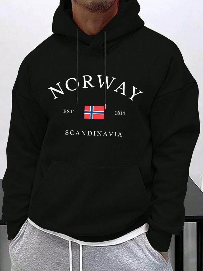 New Norwegian casual, stylish, comfortable, loose-fitting long-sleeved retro street style hoodie, adult men's autumn and winter warm top.
