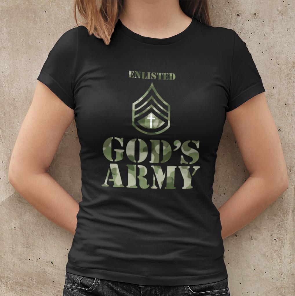 Faith Jeus is king christ Soldier army God Womens T-Shirt Mens Womens Tees Top Tailored Cotton