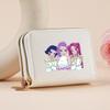 Kpop Hunter Witch Crew Classic Pebble Leather Coin Purse Short Accordion Wallet with Dual Zippers, Multi-Slot Card Holder