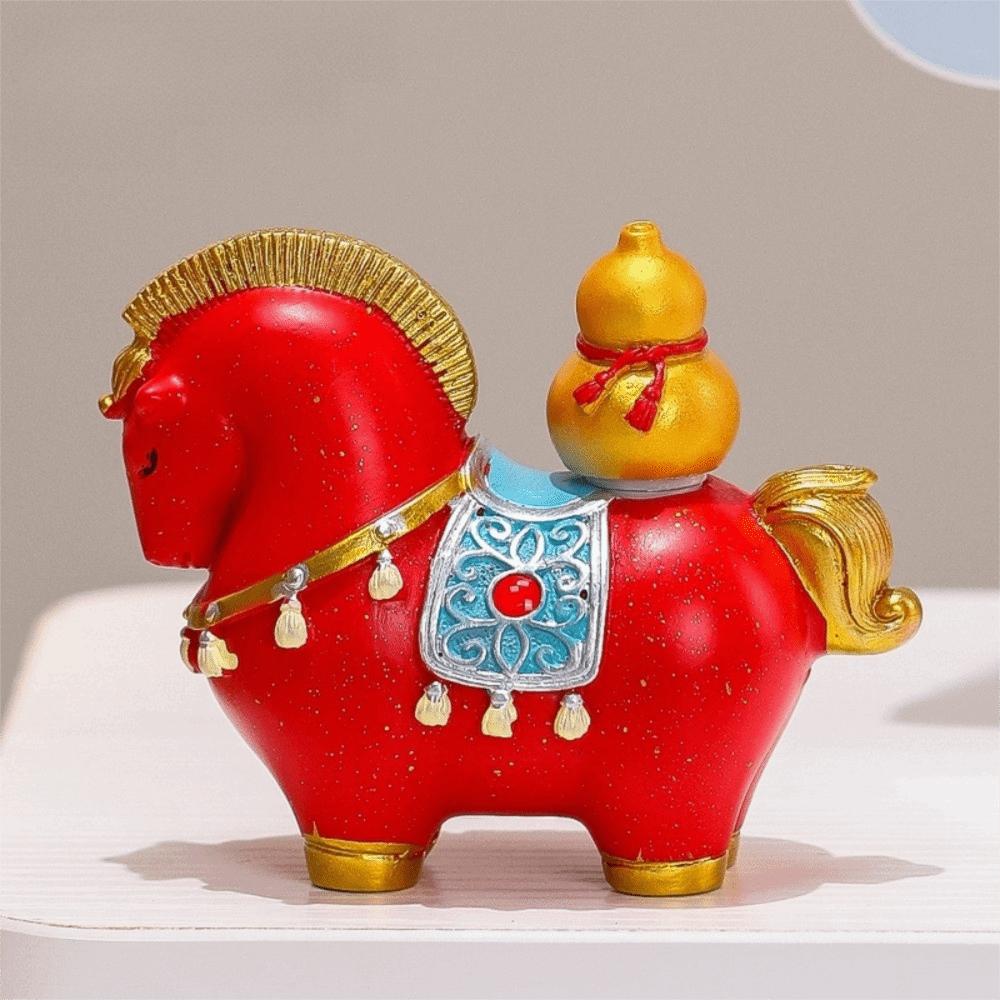 Good Luck Resin Horse Statue Rotatable Desktop Ornament Creative Zodiac Horse Ornaments Home