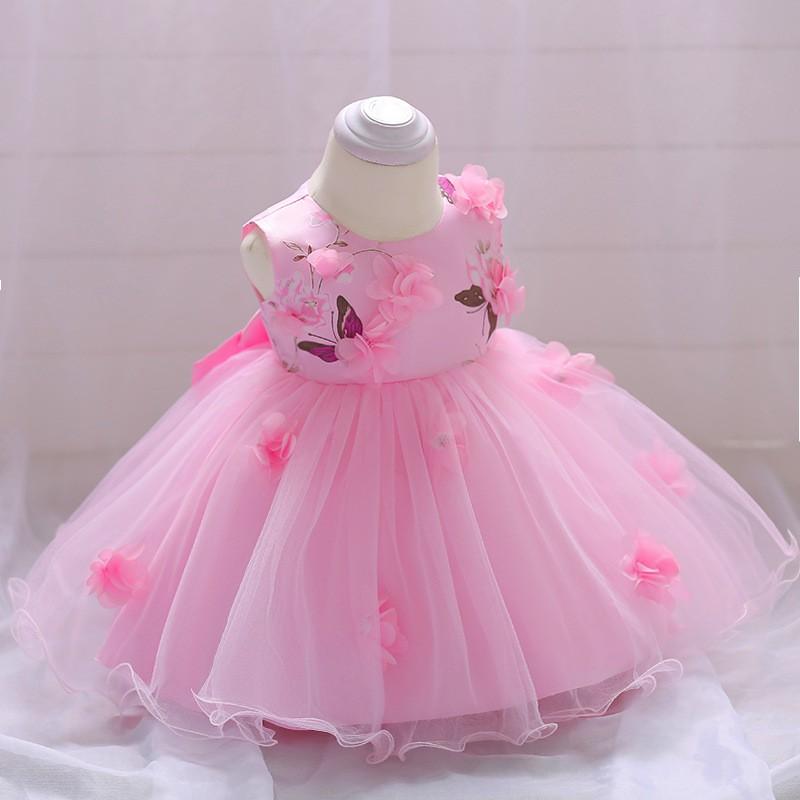 Baby Girls Princess Dress 1st Birthday Party Butterfly Floral Gown Toddler Formal Wear