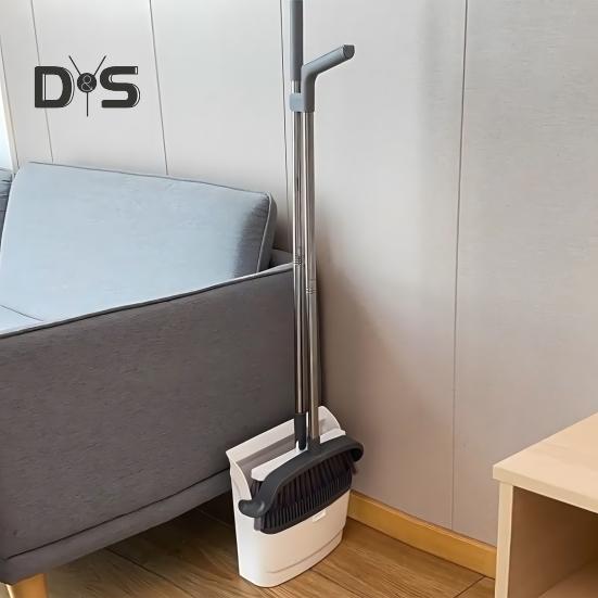 2 шт./комплект совков с длинной ручкой и встроенными зубьями-гребнями, вращающимися на 180 градусов, эргономичный дизайн, набор метел и совков