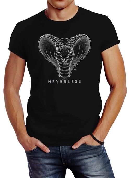 Neverless® men's T-shirt cobra print graphic style design shirt fashion street style-