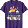 Easily Distracted By Weiners Dachshund Silhouette Unisexs Graphic TShirt Casual Cotton Tee