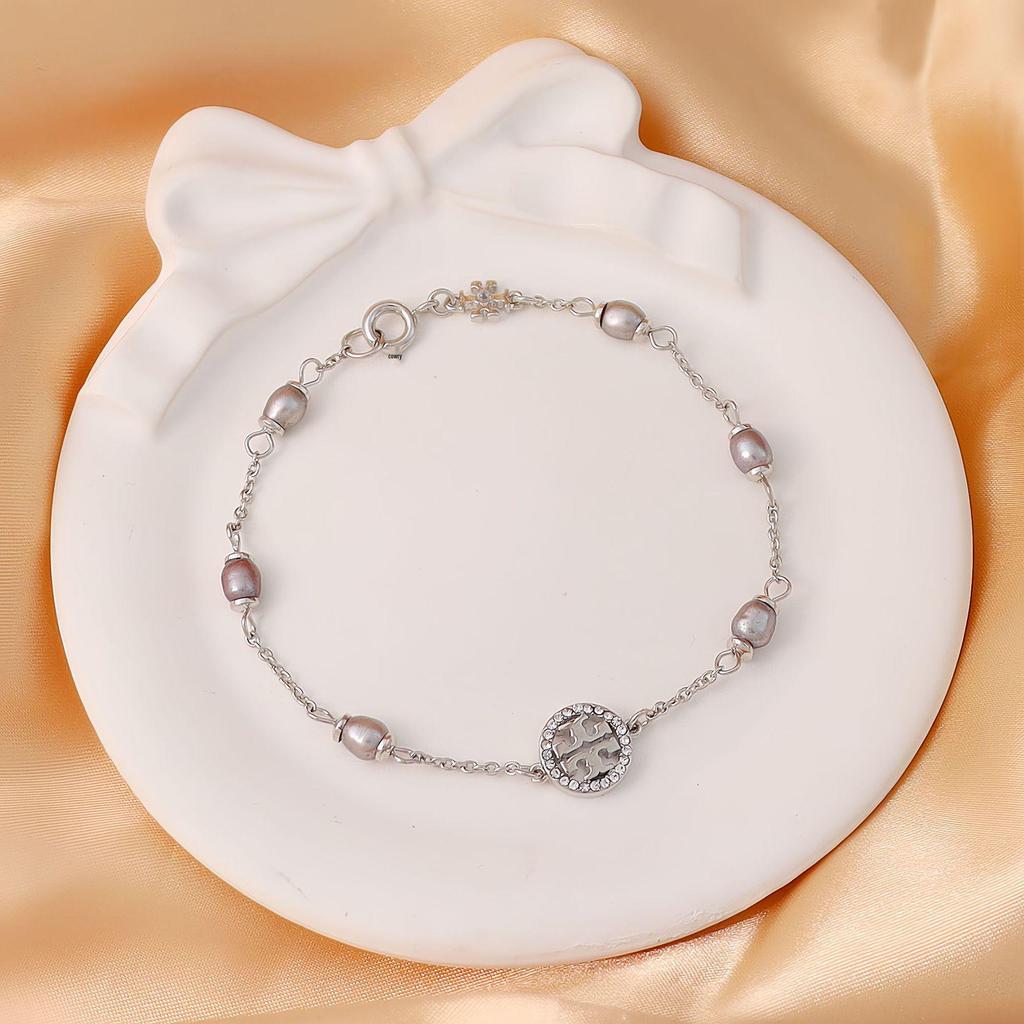 Браслет с логотипом Double T и паве из жемчуга - Латунь, Позолоченный, Легкая роскошь