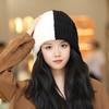 Cartoon Knitted Woolen Cap Contrast Color Winter Beanies Cap Casual Rabbit Ear Hat  Outdoor Cycling