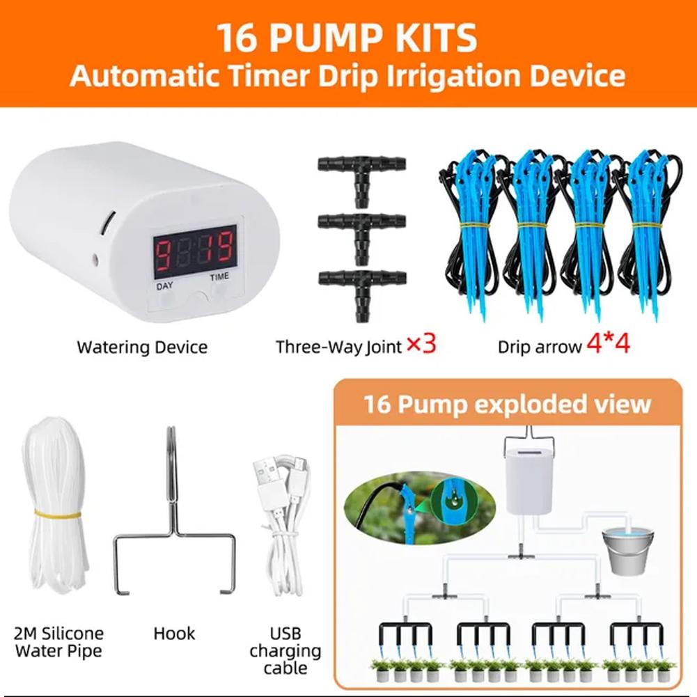 2/8/16 Heads Automatic Watering Pump Controller Flowers Plants Home Sprinkler Drip Irrigation Device Pump Timer System Garden