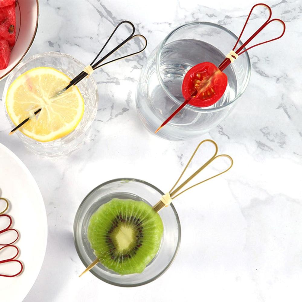 Barbeque Cocktail Bamboo Eco-friendly Decorative Scissor Shaped Toothpick Skewer Sticks Picks