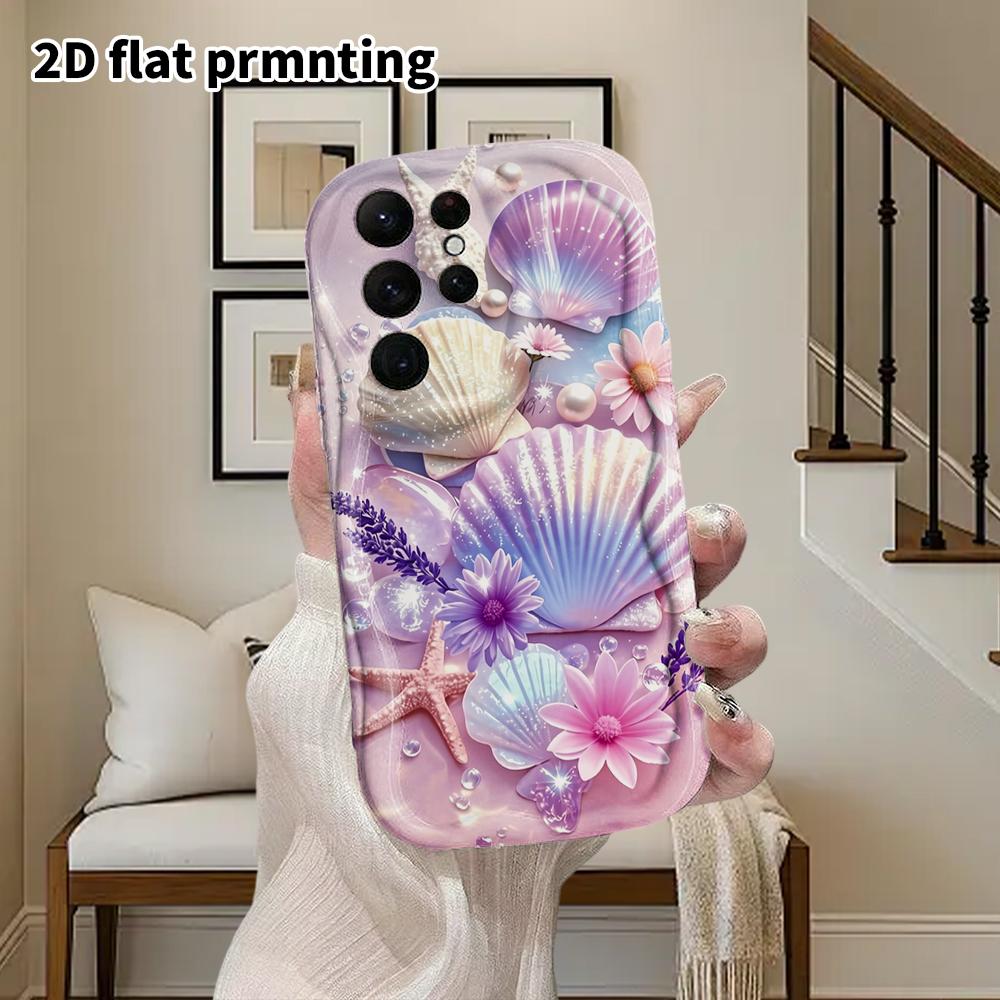 Phone Case: 2D Flat Samsung Galaxy A34 A35 M05 M06 S20 S22 S21 FE Plus 5G Protective Case, Couples Style, Iridescent Shell, Christmas and Halloween Gi