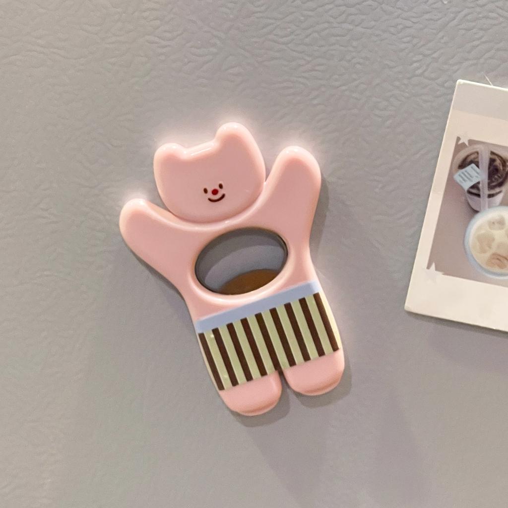 Kawaii Cartoon Bear Magnetic Bottle Opener Dual Purpose Fridge Magnet Cute Kitchen Decor Household Gadget Gift 6