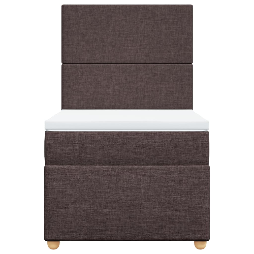 Box Spring Bed with Mattress Dark Brown 90 x 200 cm Fabric
