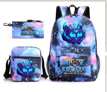 Игровой рюкзак для школьников Blox Fruits, Фрукты Демона, Начальная школа, Звездное небо, Термопечать, Рюкзак, Набор из трех предметов