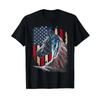 USA Horses America Flag 4th of July Independence Day T-Shirt 100% Cotton