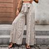 Женские брюки с высокой талией, на шнуровке, свободные, летящие, пляжные, модные, ретро, в богемном стиле, с цветочным принтом, широкие штанины