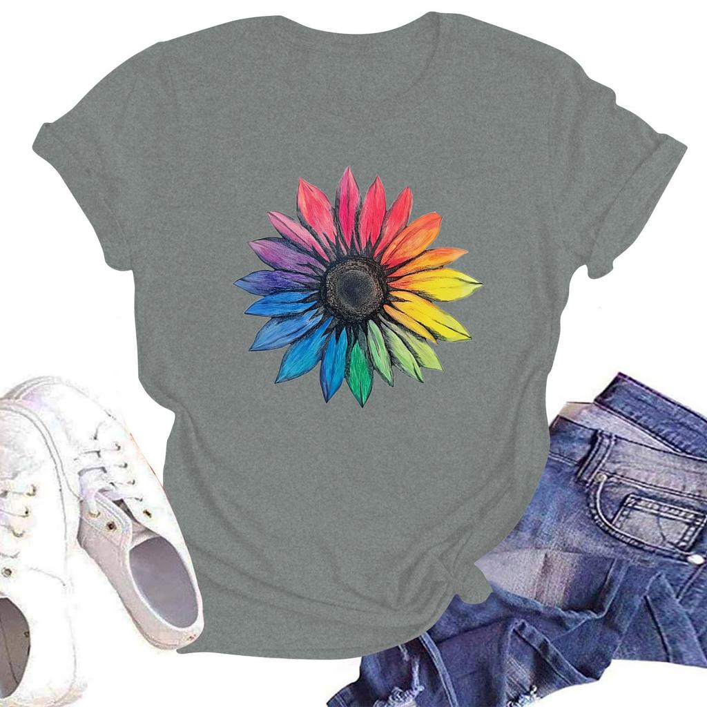 Женская повседневная свободная футболка с принтом, круглый вырез, пуловер, короткий рукав, топ