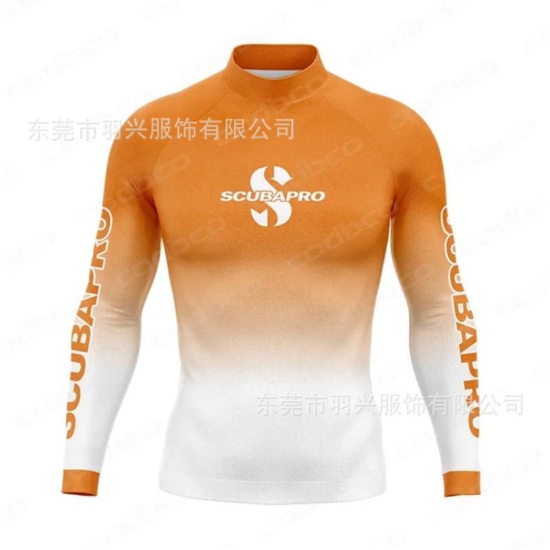 Diving Rash Guard Men Women UV Protection Quick Dry Swim Top Gradient Color Surfing Snorkeling Wetsuit Upper