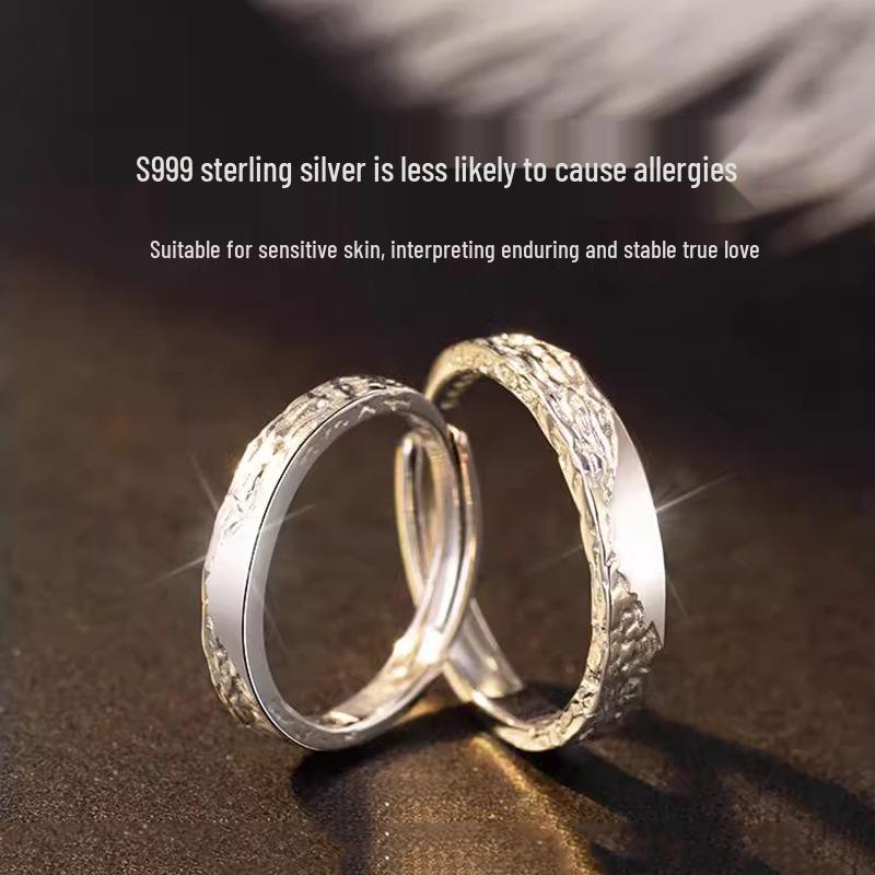 Парные кольца-обещания из стерлингового серебра 999 пробы: Уникальный дизайн памятный подарок для мужчин и женщин