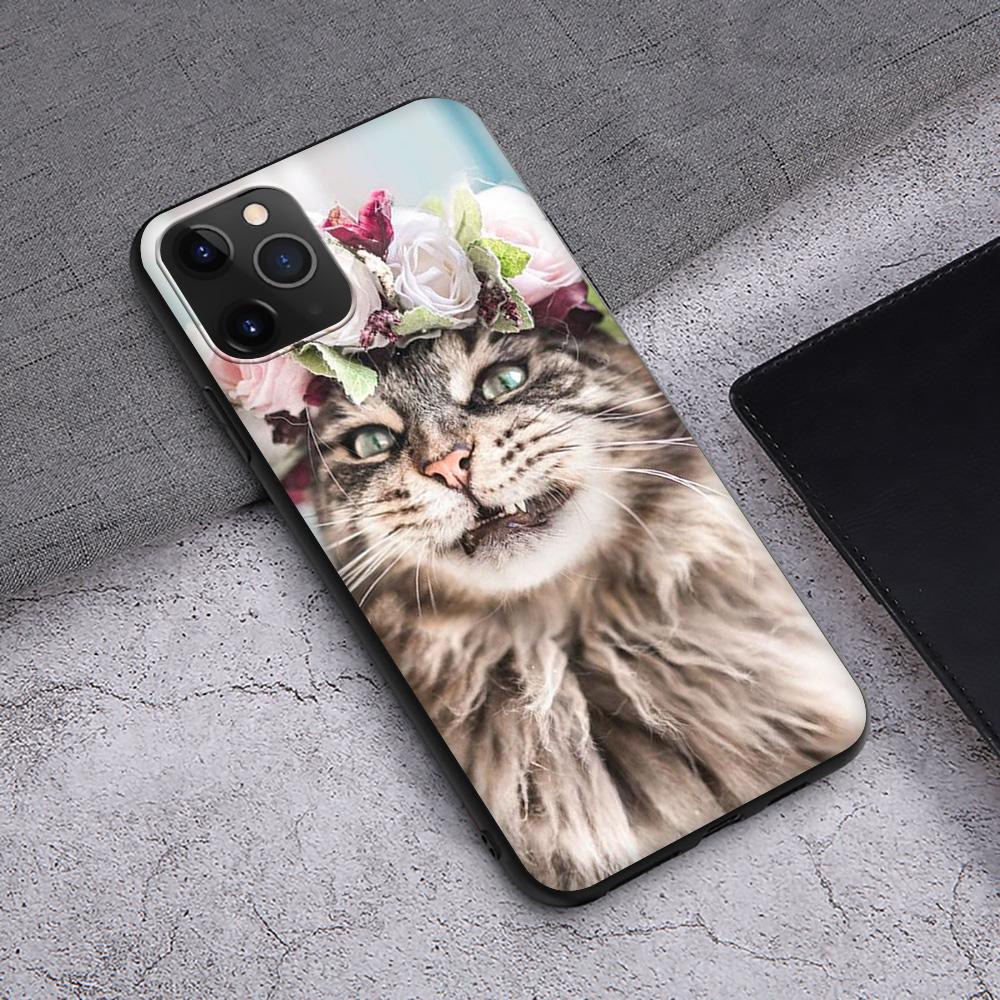 Чехол T145 с изображением кота мейн-куна для iPhone 13 12 Mini 11 Pro XS Max XR X 8 7 6 6S Plus 5 5S SE 2020