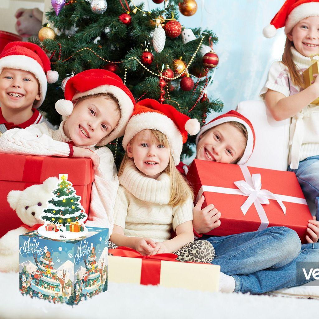 Painted Hand Blue Pattern Christmas Theme Gift Box Decoration Prop Atmosphere