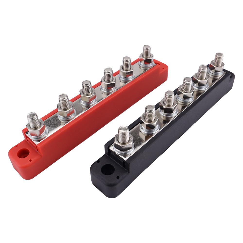 150A 12V Bus Bar Marine 12V - 48V Power Distribution Block with Cover with M6 Post for Car Boat Marine
