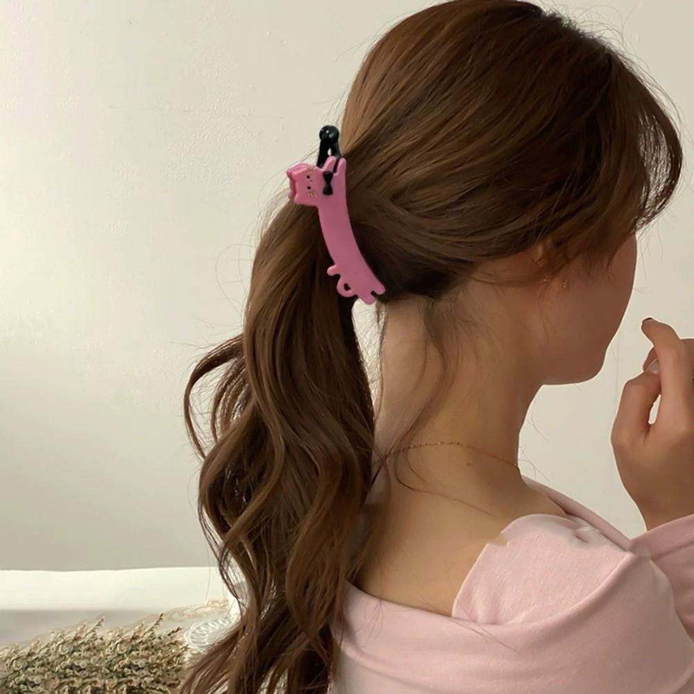Cute Cat Banana Clip Large Korean Style Twist Clip Gifts Ponytail Scratching