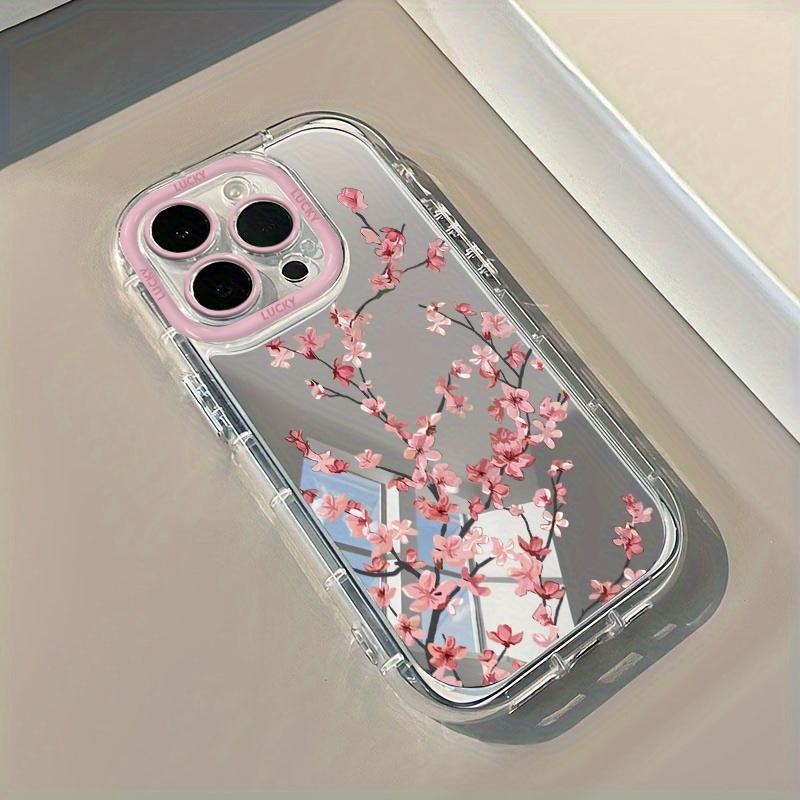 Чехол для телефона с цветами вишни для iPhone 17 16 Pro Max Чехлы iPhone 15 13 11 14 12 Pro 16E 8 7 Plus XR XS SE Ударопрочная Зеркальная Крышка