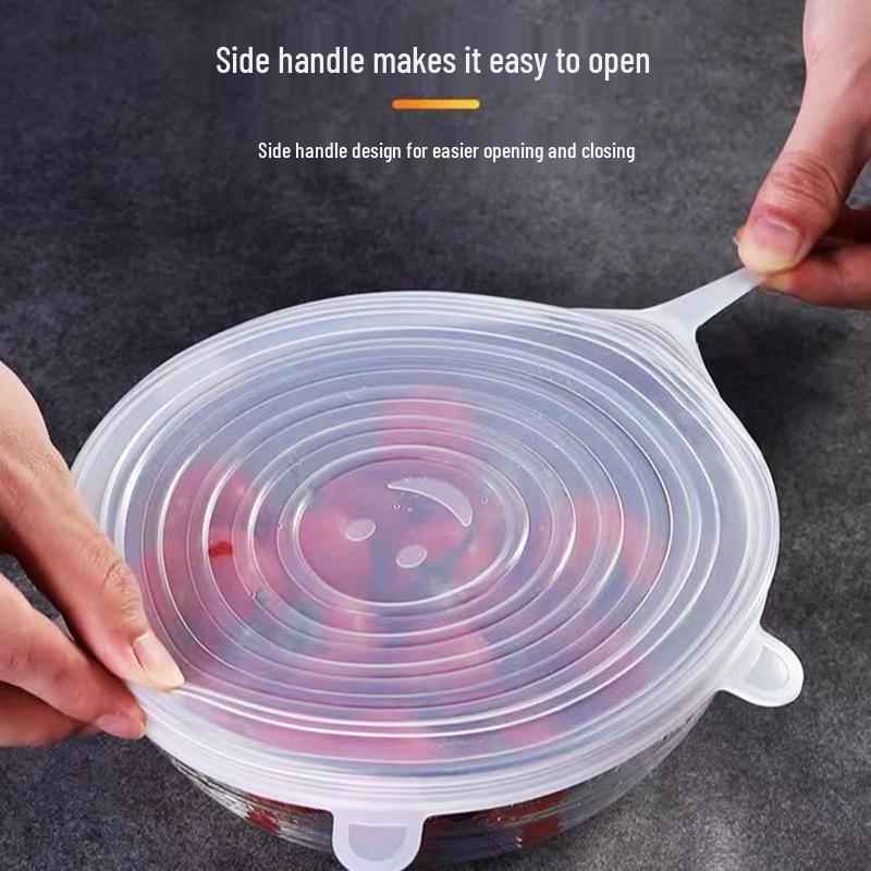 6-Piece Transparent Silicone Food Covers - Heat & Freshness Sealing Set