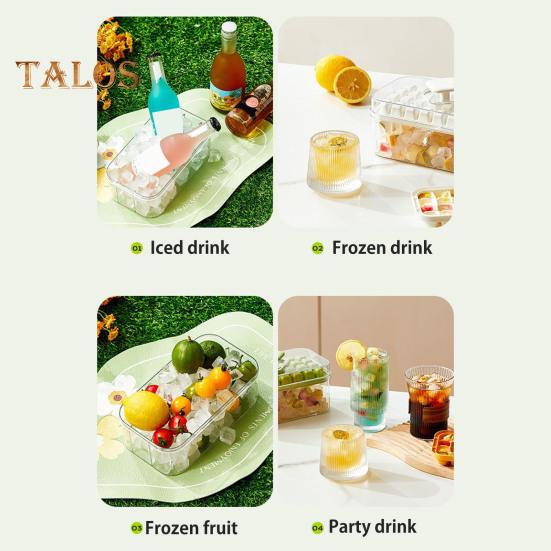 Форма для льда с лопаткой и контейнером, штабелируемая форма для льда для морозильника, легкосъемное силиконовое дно, дизайн с нажатием в одно касание, льдогенератор для напитков, кофе, коктейлей